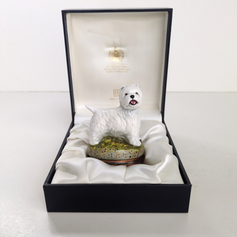 Halcyon Days Bonbonnieres West Highland White Terrier Trinket Box Hinged w/ Box